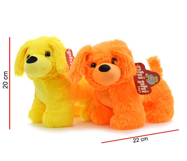 Peluche de Perrito de Colores Naranja-Amarillo y Rosado 22cm Surt/3 2a+ (044747)